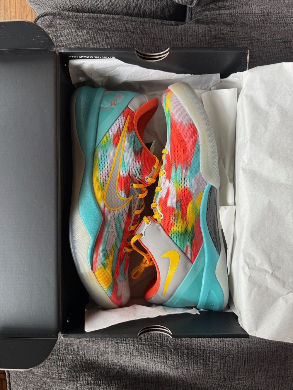 Nike Kobe 8 Multicolor Mesh Sneakers with Yellow Swoosh